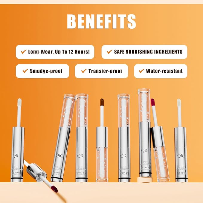 3Pcs Peel Off Lip Gloss Tattoo and Lip Oil Dual-Ended Combo, Lip Stain Peel Off Masque, Waterproof & Transfer-Proof Matte Lip Tattoo with Lip oil for All Skin Type