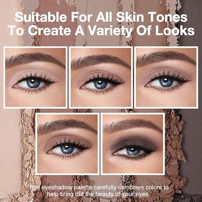 Nude Matte Eyeshadow Palette Makeup, 5 Matte Shades from Cream to Charcoal, Pigmented For Older Women, Smoky Glam Eye Makeup, Naturing-Looking Women Girls Eye Shadow (06#, Pack of 1)