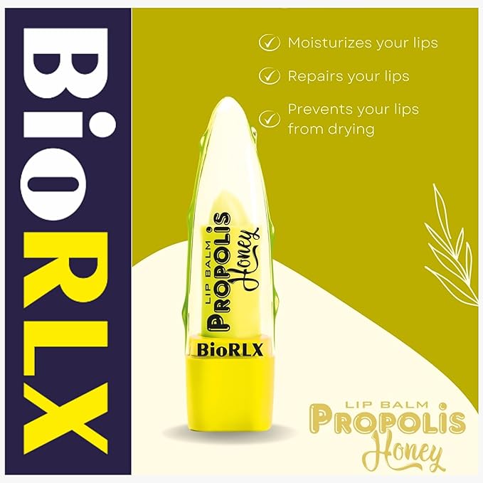 BioRLX Propolis and Honey Lip Balm - Natural Color-Free Moisturizing Lip Care for Soft and Hydrated Lips (Propolis & Honey, 0.12 Ounce (Pack of 1))