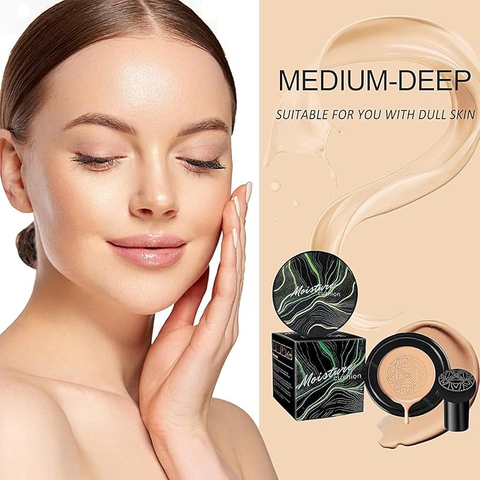 Mushroom Head Air Cushion CC Cream - Brightening & Moisturizing BB Cream Makeup Long Lasting Matte Concealer, Even Skin Tone for All Skin Types (Ivory, 3.21 Ounce (Pack of 1))