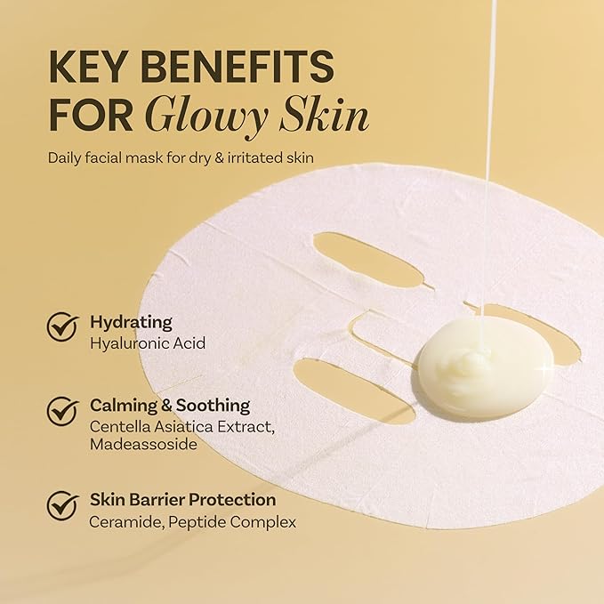 ONGREDIENTS Skin Barrier Calming Mask | Hydrating Daily Face Mask for Sensitive Skin | Ceramide, Hyaluronic Acid, Peptide Complex, Soothing, Calming | Vegan, Korean Skin Care 27ml / 0.91 fl. Oz. x6ea