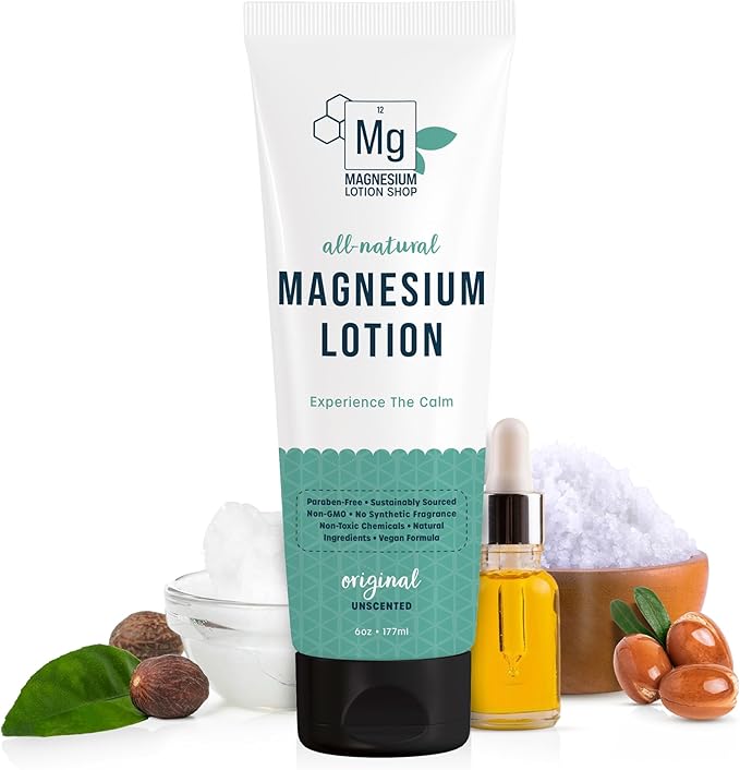 Unscented Magnesium Lotion for Sleep | 250mg per Teaspoon | We use Natural Shea Butter in Our Paraben-Free Magnesium Lotion for Leg Cramps | Each 6oz Bottle is Proudly Made in America