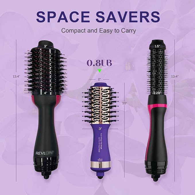 Hair Dryer Brush Blow Dry Brush in One, 2 Inch Oval Shape Hot Air Brush, Travel Hair Tools/Volumizer/Straightener/Curler, European Blow Dry Brush with Universal Adapter