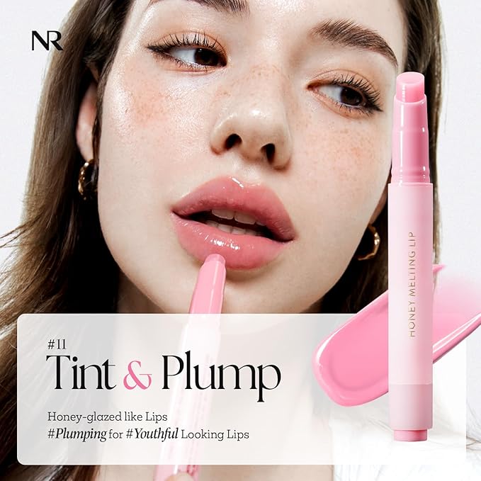 Nature Republic HONEY MELTING LIP PLUMPING (11 PINK) SOFT LIP STICK Tint & Plump Hydrating Gloss, Moisturizing balms, Volumizing formula & Sheer tint, Glowy Finish, korean make up, Stocking Stuffers
