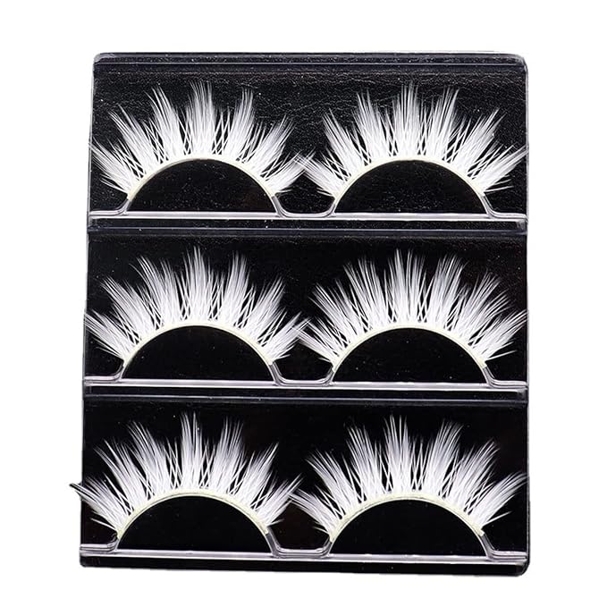 White Eyelashes Cosplay Lashes White False Eyelashes Thick Natural White Lashes Can Be Painted Easter Fake Eyelashes Halloween Costume Party Eye Lashes Tool Stage Performance (MQ1-15mm)