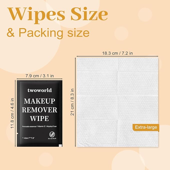 Makeup Remover Wipes Bulk Individually Wrapped,Travel Makeup Wipes Gentle for Face Cleansing Mascara Lipstick Travel Hotel（black,pack of 100)