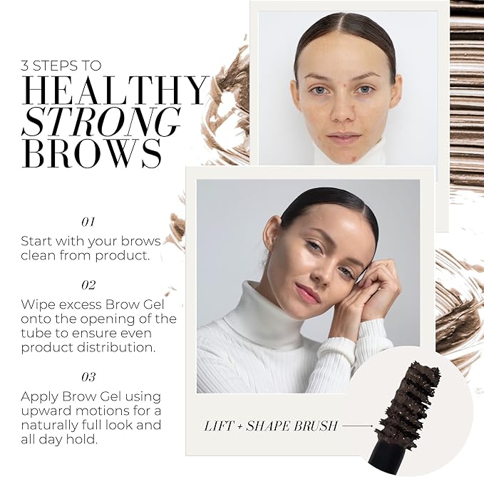 Fitglow Beauty Plant Protein Brow Gel | Natural Vegan Eyebrow Enhancer Serum | Thickening Volumizing Brow Filler | Nutrient-Rich Hair Conditioning | Strengthens, Lift, Shape & Fill | 4g - Medium Brown