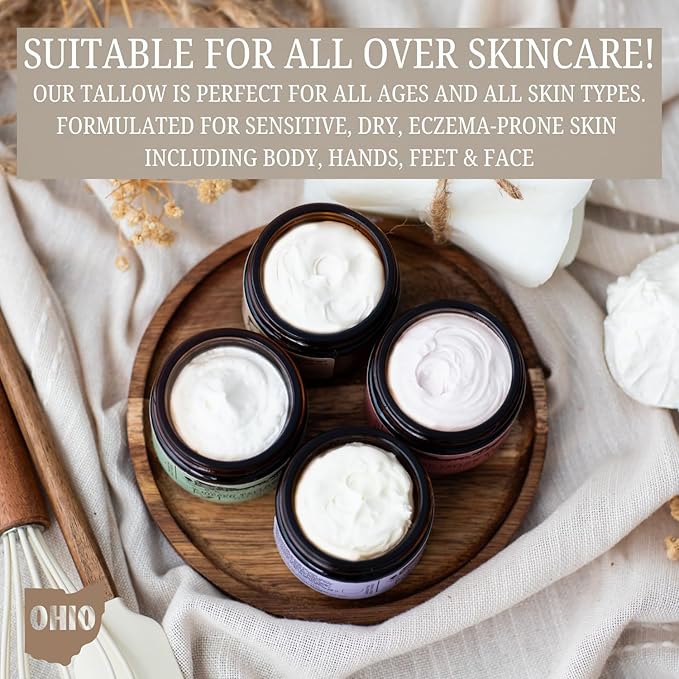 100% Grass-Fed Whipped Tallow Balm & Organic Jojoba Oil infused with Organic Madagascar Vanilla Beans/vanilla coffee: face & body moisturizer for dry, sensitive skin/eczema, (VANILLA LATTE)