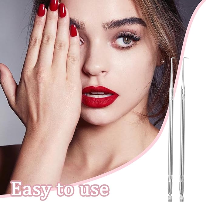 Eyelash Perm & Tint Rods, 2 Pack Stainless Steel Eyelash Separator Tool - Reusable Lash Lift Kit with Metal Lash Tools, Pointed Tips & Separating Comb, Perming Brush & Tinting Supplies