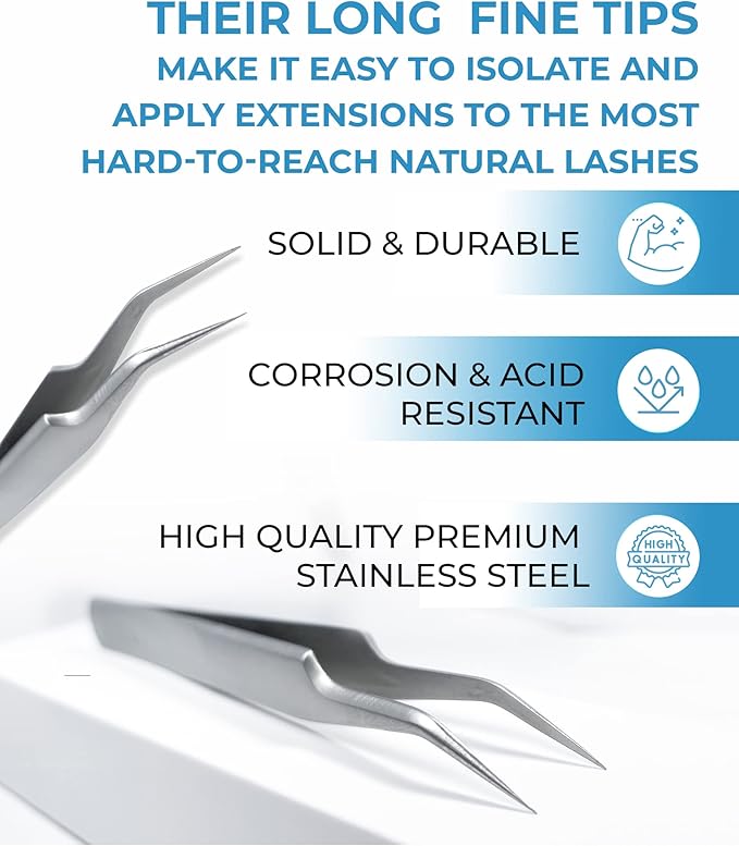 Stacy Lash STL-7 Curved Eyelash Extension Tweezers/Supplies for False Lashes Isolation & Volume Extensions/Precision Applicator Tool/Beauty Accessories/Sharp Tweezer Tip/Eyelashes Tools