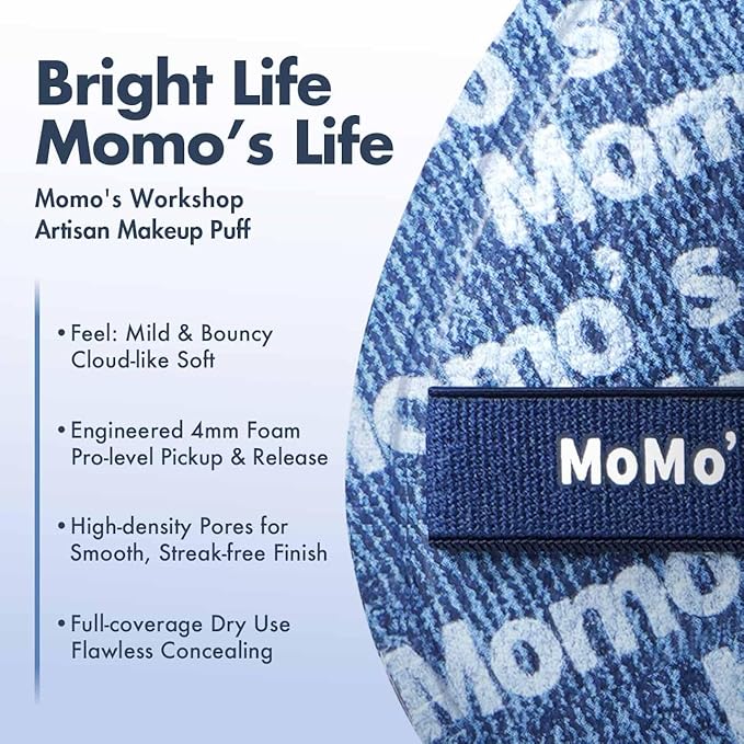 Blue Denim Makeup Sponges,Super Soft Blenders for Liquid Foundation, Dual Design (Egg + Flat Edge), Natural Skin-Like Finish, Rubycell, Makeup on Details Targeted, Travel Friendly & Reusable,2pcs
