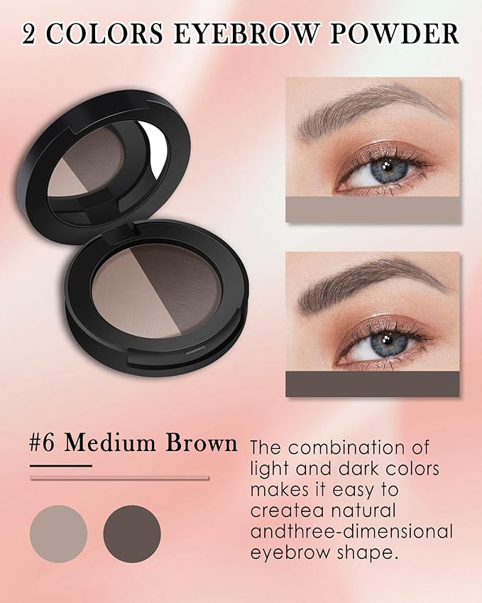 Eyebrow Powder Kit,Long Lasting Waterproof Grey Brown Ebnoy Duo Tint Eye Brow Filler,Enhance Define Brows, Eye Makeup Contour Palette Set with Mirror Eyebrow Tools,Mother's Day Gift for Women Girl-06
