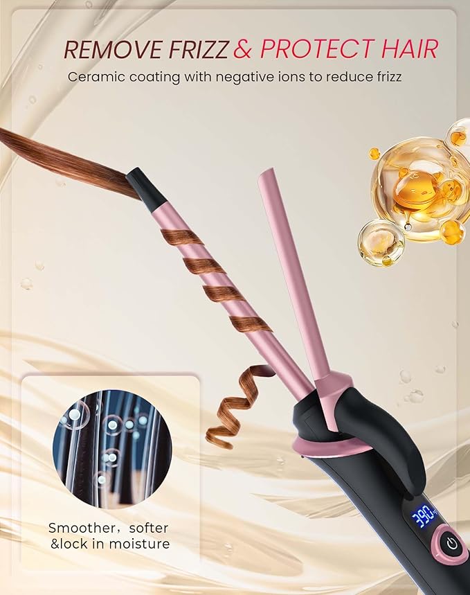 Mini Curling Iron for Short Hair Dual Voltage with European UK Plug Adapter Ceramic Travel Small Curling Iron 3/8 Inch Barrel Curler with Professional 30S Fast Heating, 5 Temps for Global Travel