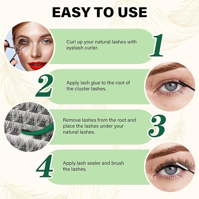 Lash Clusters 144pcs Individual Lashes D Curl 12mm Eyelash Clusters KEYYOU Air Touch Cluster Lashes Super Lightweight Soft Wispy Comfortable Easy DIY at Home(Air04-D-12mm)