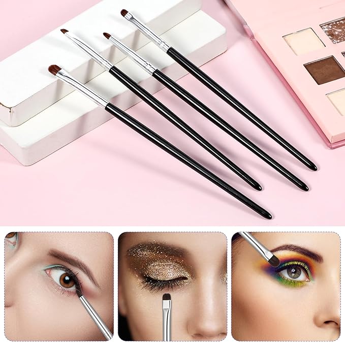 8 PCS Eye Makeup Brushes, Small Makeup Brush Set Mini Eyeshadow Brush Eyeliner Smudge Blending Concealer Smudge Make Up Brushes for Powder Gel Cream Liquid Concealer Corner Highlighter (Black)