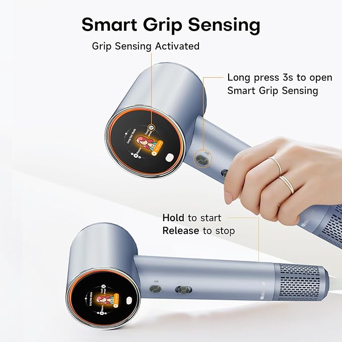 Intelligent Hair Dryer with 1 Billion Plasma | Professional High-Speed Blow dryers LCD Display & Grip Sensor Function | 5 Blowing Mode for Adults and Children Removing Frizz Hair Health