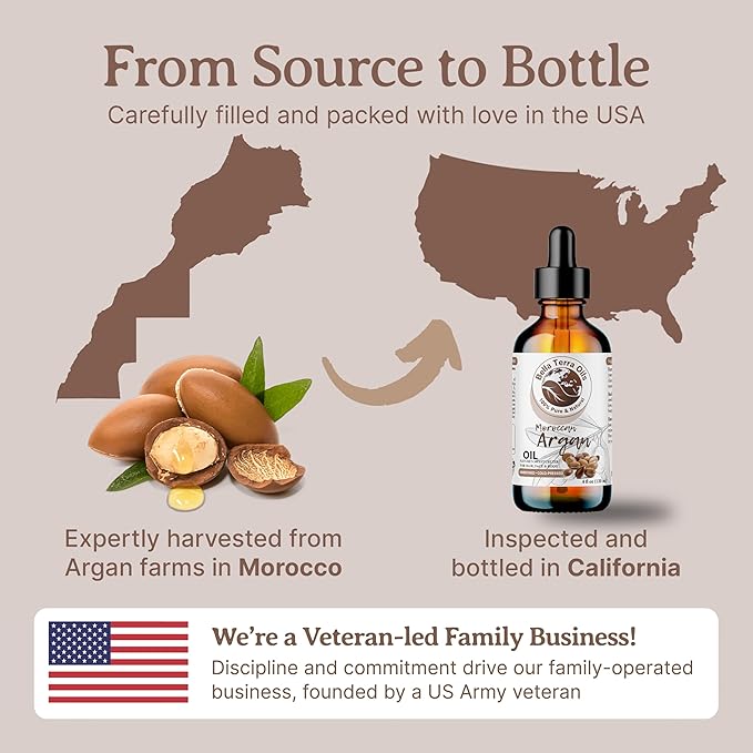 Bella Terra Oils - Argan Oil 16oz - Unrefined & Pure, Unlock the Magic of Moroccan Argan, Immerse in Natural Hair & Skin Nourishment