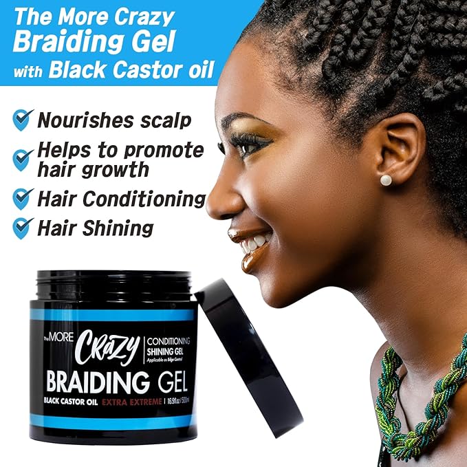 The MORE Styling, Braiding and Twisting Gel, Extra Extreme Hold for All Hair Types, 16.9 Fl Oz, Clear, Nourishes Scalp, Promotes Hair Growth