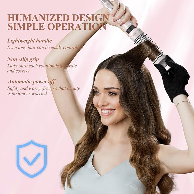 Traveling 60 Mins Auto Off Thermal Brush 3 in 1 Set Ionic Heated Round Curling Create Volume & Smoother Hair Style for Fully Dried Hair Ceramic Fast Heating Curling Iron Brush with Temperature