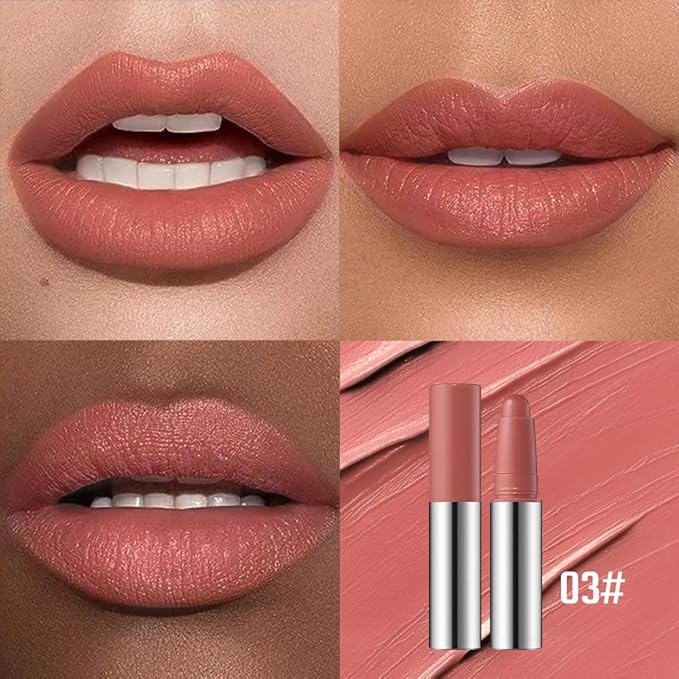 Matte Lipstick Crayon Warm Terracotta Lip Makeup, Waterproof Long Lasting Lip Liner Pencil, High Pigment Creamy Velvet Lipstick, Christmas Gifts for Women, 03#