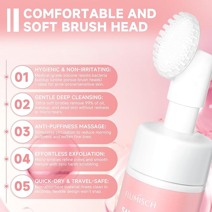 Salmon DNA PDRN Facial Cleanser | Low pH Hydrating Daily Foaming Face Wash with Soft Massage Heads | PDRN, Collagen & LHA | Gentle Pore Care & Radiant, Balanced-Looking Skin | 4.23 oz