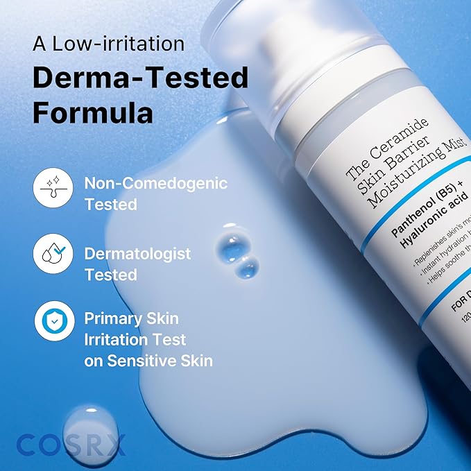COSRX Barrier Cream Face Mist - Milky Toner with Ceramide & Hyaluronic Acid, Hydrating and Soothing Facial Spray for All Skin Types, 4.06 fl.oz, Korean Skin Care, Stocking stuffers for women