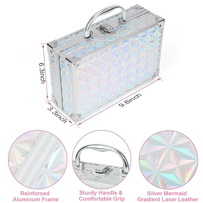 Anpro All-In-One Makeup Kit with Carry Case, Pro Teen Makeup Set, Girls Makeup Kit for Teens Tween Women, Full Starter Cosmetics Kit with Brushes, Lipsticks, Eye Shadows Palette, Blushes, Glitter Gel