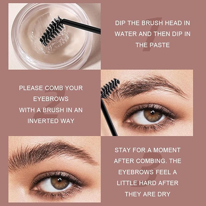 Eyebrow Pomade Brow Gel Pomade,Long Lasting Waterproof and Enhancers Eyebrow Soft Smooth,Eyebrow Makeup Gel with Eyebrow Brush for Girls and Women-White