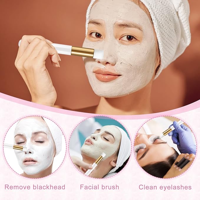60PCS Lash Shampoo Bottles and Brushes Set, 10pcs Foam Pump Dispenser, Lash Cleaning Brush, Eyelash Extension Tube Brush, Instructions Cards, Bags, Lash Shampoo Stickers for Business Clients (B-white)