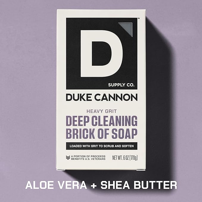 Duke Cannon Supply Co. Heavy Grit Deep Cleaning Brick Of Soap For Men - Aloe Vera + Shea Butter - Mandarin and Mint (6oz)