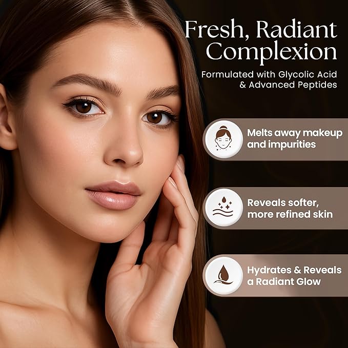 GlycoPeptide Radiance Cleanser – Gentle Exfoliating and Hydrating Face Wash with Glycolic Acid, AHAs, Peptides, Vitamins C and E – Radiance-Enhancing Daily Cleanser – 4.73 fl oz / 140ml