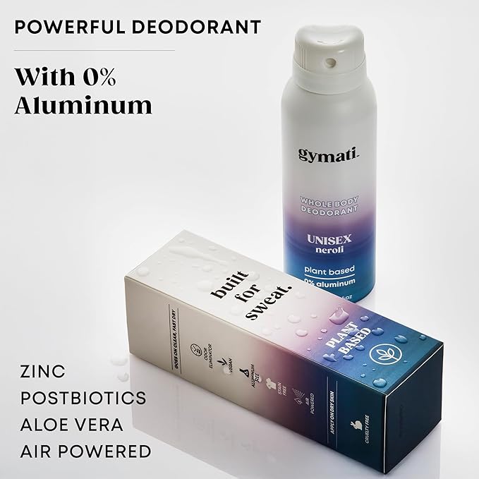 Gymati Fitness Body Deodorant Spray Aluminum Free - Unisex - Pack of 3