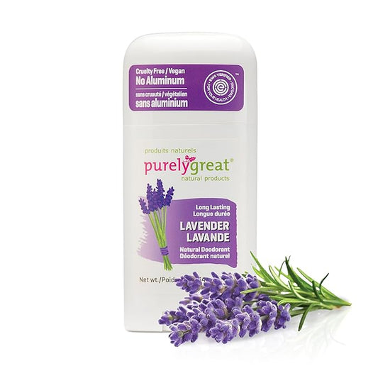 Purelygreat - Lavender Scented Natural Deodorant Stick, Travel-Friendly Hygiene Essentials for Women, Natural Deodorant for Men Without Aluminum & Parabens, 2.64 oz / 75 g