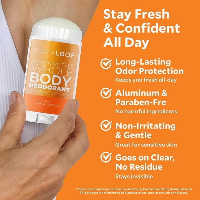 Full Body Deodorant Stick Features Naturally Sourced Ingredients,Aluminum-Free Deodorant Suitable for Both Men and Women | 72 Hours of Odor Defense, 2.5 oz
