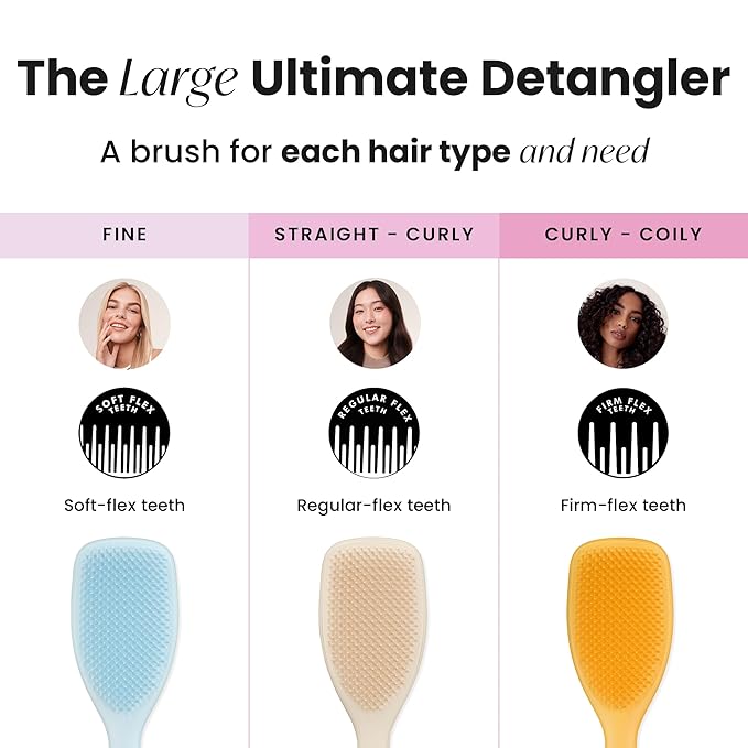 Tangle Teezer Large Ultimate Detangler Hairbrush for Wet & Dry Hair, Eliminates Knots & Reduces Breakage for Long, Thick, & Curly Hair Types, Vanilla