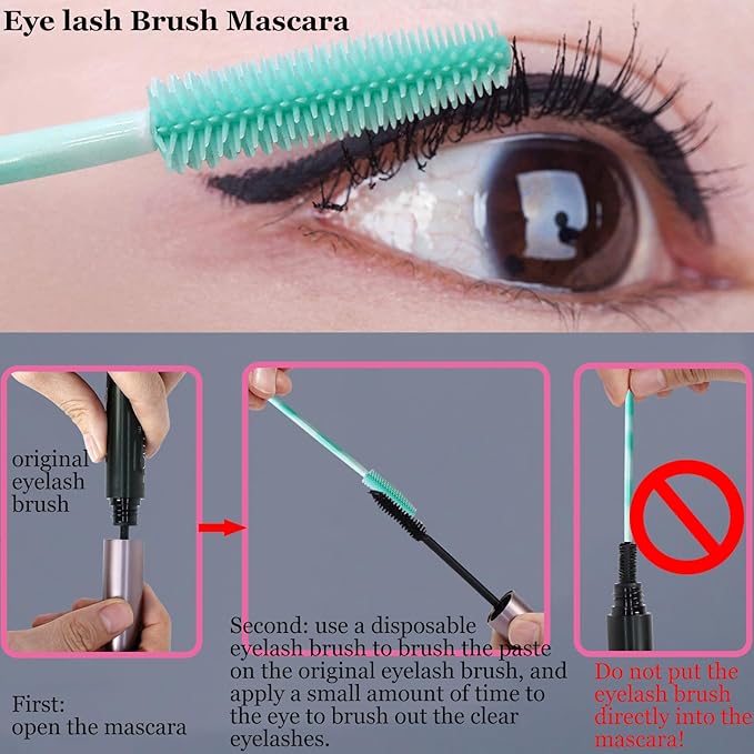 BIHRTC 100PCS Mascara Wands Lip Applicators Liner Brushes Makeup Tools Silicone Disposable Eyebrow Brushes Makeup Brush Eye Lash Extension for Women Girls Salon Beauty Cosmetic Make Up Tool
