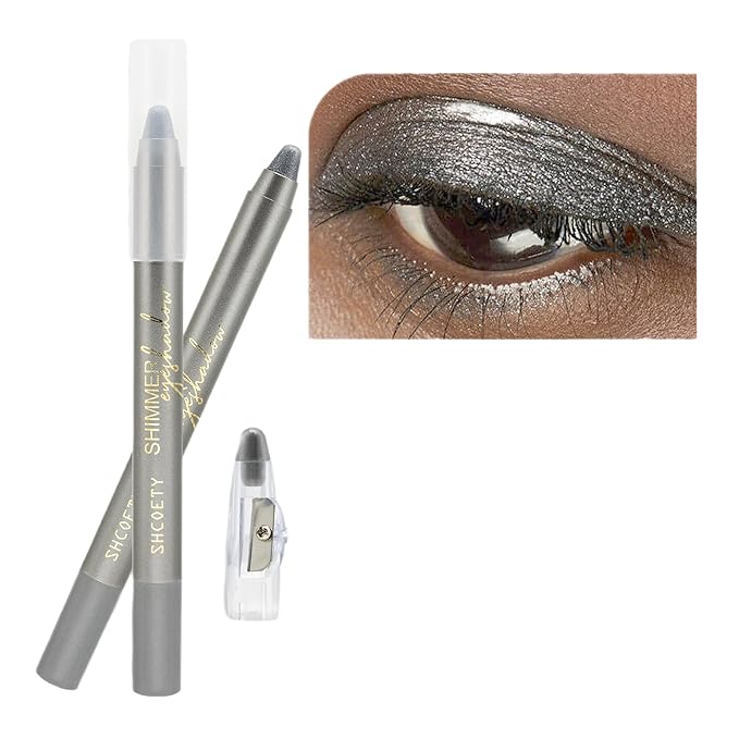 Gray Eyeshadow Stick Makeup, Highlighter Cream Brightener Eye Shadow Pencil, Waterpoof Long Lasting Shimmer Eyeliner, Glitter Primer Palette Crayon