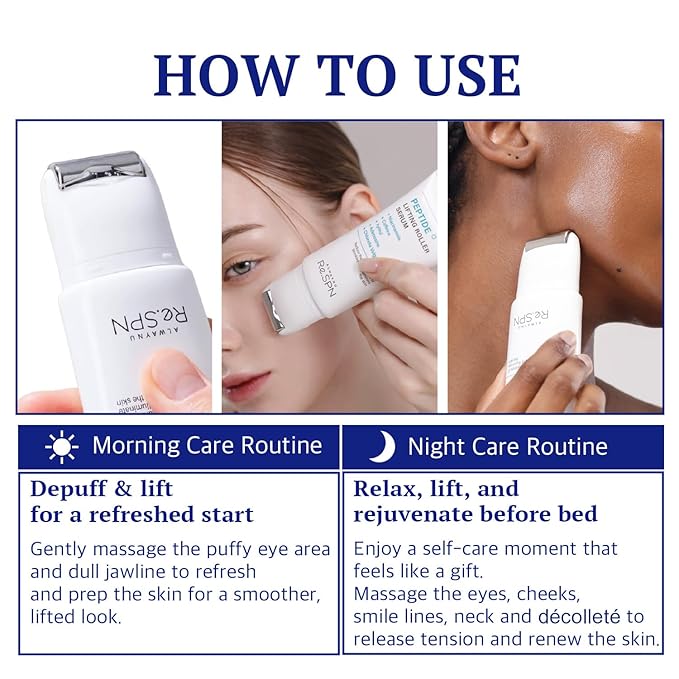 Re.SPN Peptide Lifting Roller Serum – For Wrinkles, Lifting & Pore Tightening on Face & Neck with Gua Sha Applicator, Vegan, Anti-wrinkle Peptide, Niacinamide, K-Beauty (1.69 fl oz)