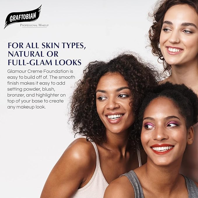 Graftobian HD Glamour Crème Foundation 1/2oz, Weightless Full Coverage Makeup, 65 Inclusive Shades, For All Skin Types, Natural or Full-Glam Looks, For Professionals and Beginners (Spiced Latte)