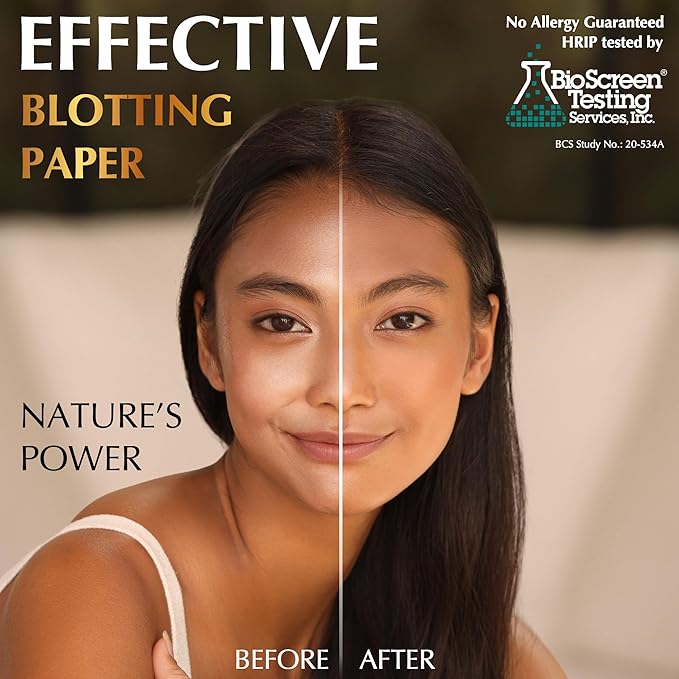 Natural Oil Blotting Sheets for Face with Bamboo Charcoal - 25% Larger - 3pk/300 Makeup Friendly Oil Absorbing Sheets for Face - Easy Dispensing Blotting Papers - Perfect for Keeping in Purse