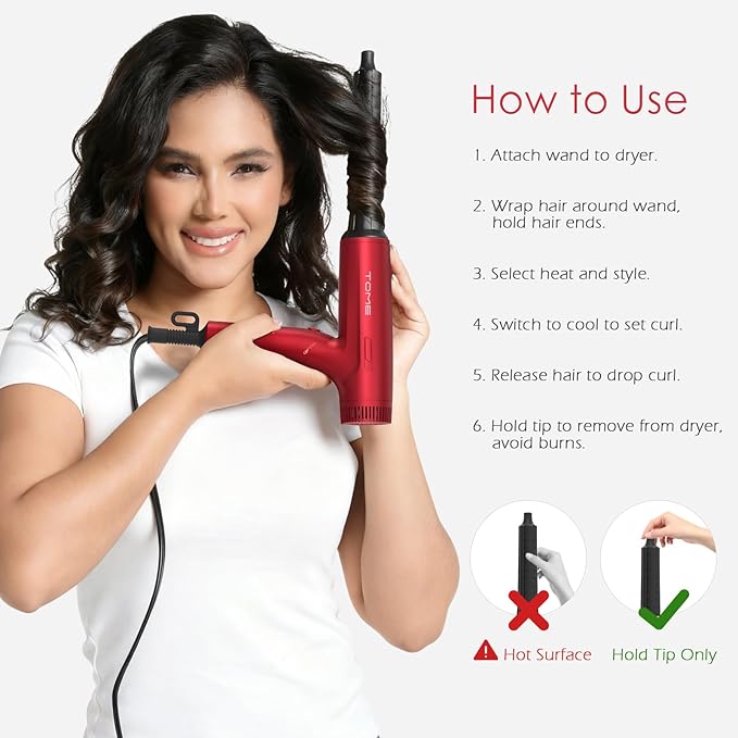 TOME 1200W Hair Dryer Travel Dual Voltage 120V/240V Foldable Blow Dryer with Diffuser Comb Nozzle Storage Bag Universal Power Adapter (Red)