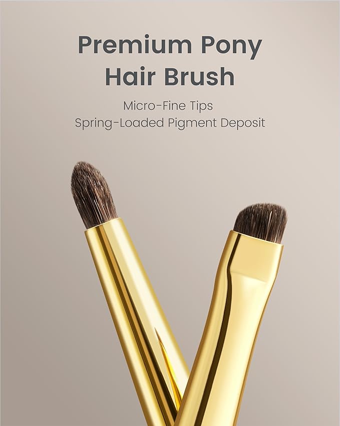 Desert Oak Series Soft-Angle Eyeshadow Brush - Curved Edge Pony Hair for Crease & Lash Lines, Bubinga Handle (CM 176)