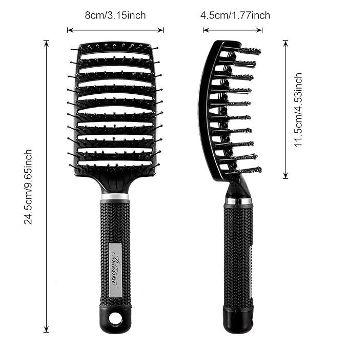 Hair Brush Set, Curved Vented Detangling Hair Brushes for Women Men Kids, Professional Vent Styling Brush for Wet Dry Curly Thick Straight Hair Fast Blow Drying Brush (Pink+ White)