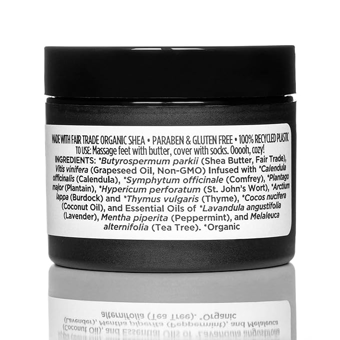 Ora's Amazing Herbal Foot Care Butter, Heel Balm, Foot Balm, Repair Cream for Dry Cracked Heels & Feet, Lavender, Tea Tree & Peppermint, 100% Recycled Plastic Jar, 2 oz