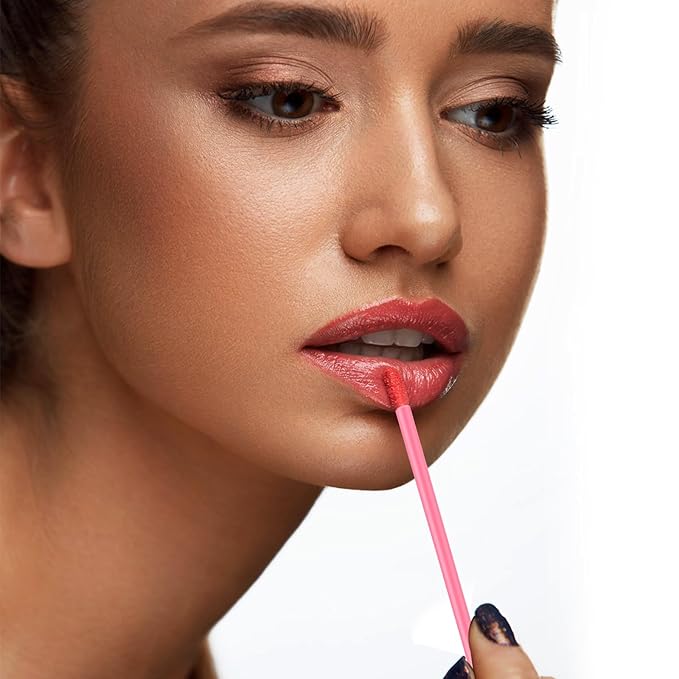240 Pieces Disposable Lip Wands Lip Brushes,Lipstick Applicator Brushes Lip Gloss Wand,Soft Lint Free,Eyes & Lips Makeup Applicator Wands Tools（PINK）