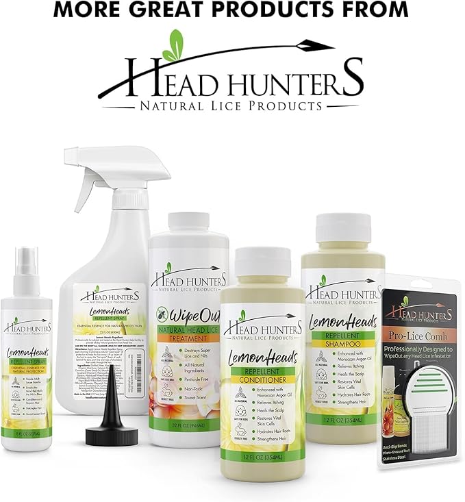 Head Hunters Lemon Heads Natural Conditioner - Daily Repellent for Kids and Adults - Non-Toxic, Extremely Effective Lice Prevention Without Chemicals - 12 Oz