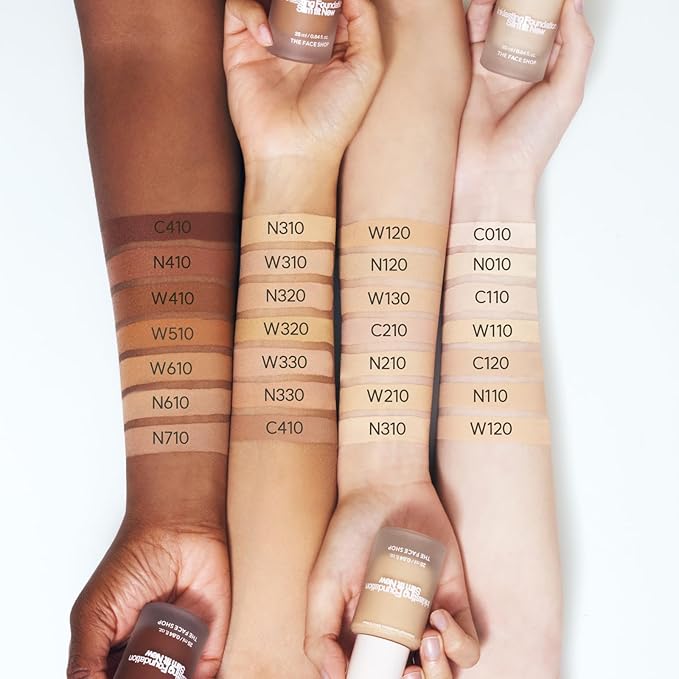 THE FACE SHOP Ink Lasting Liquid Foundation, Full Coverage, 72‑Hour Wear Semi‑Matte Finish, Makeup with Bakuchiol, W330 Amber, 0.84 Fl. Oz.