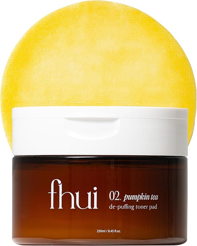 Pumpkin Tea Toner Pads | De-Puffing Face Pads for Morning Swelling & Puffy Eyes | Skin-Prepping Primer Pad to Smooth Texture & Boost Makeup Grip with Pumpkin Extract & Peptides | Korean Skin Care