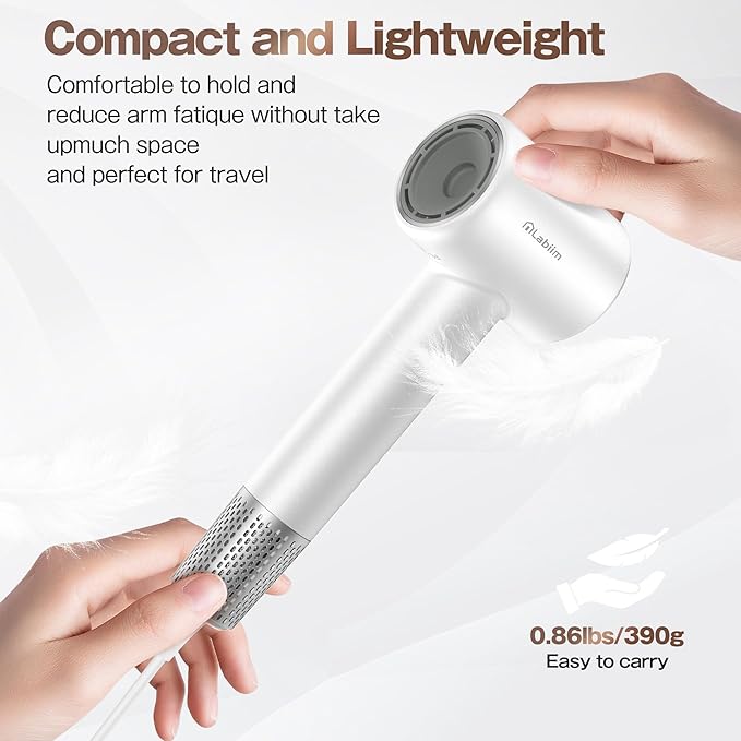 Hair Dryer, High-Speed Ionic Low Noise Blow Dryer with Brushless Motor for Fast Drying, Thermo-Control Quiet Compact Hair Blow Dryer, Hairdryer with 1 Nozzle Attachments for Home Salon Travel