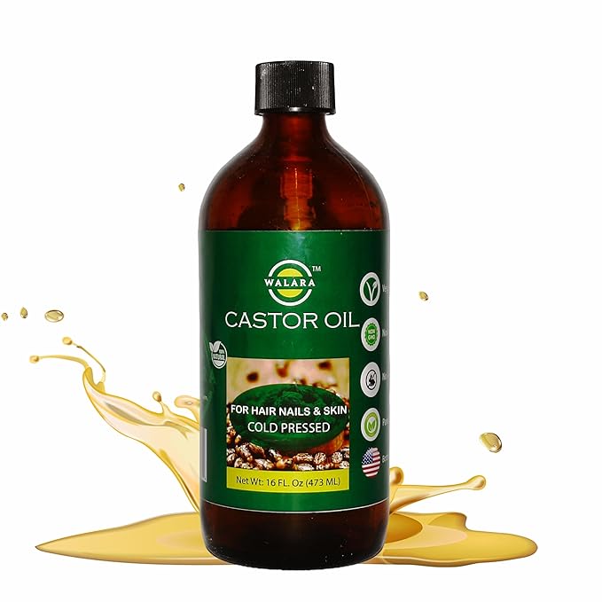 Pure 100% Original Castor Oil (16 oz) – USDA Certified Organic, Cold Pressed, Hexane-Free. Eyelash, Eyebrow & Hair Growth Stimulator, Skin Moisturizer & Hair Treatment